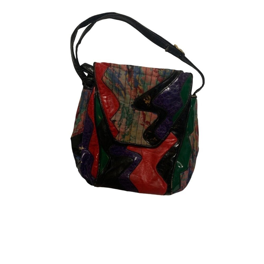 JR Purse Vintage 80s Patchwork Multicolor Shoulder Bag Maximalist Avant Garde